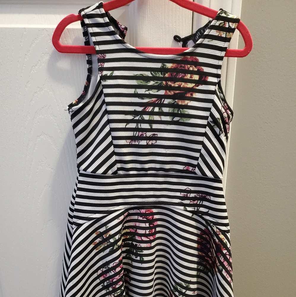 Floral and stripes girls dress